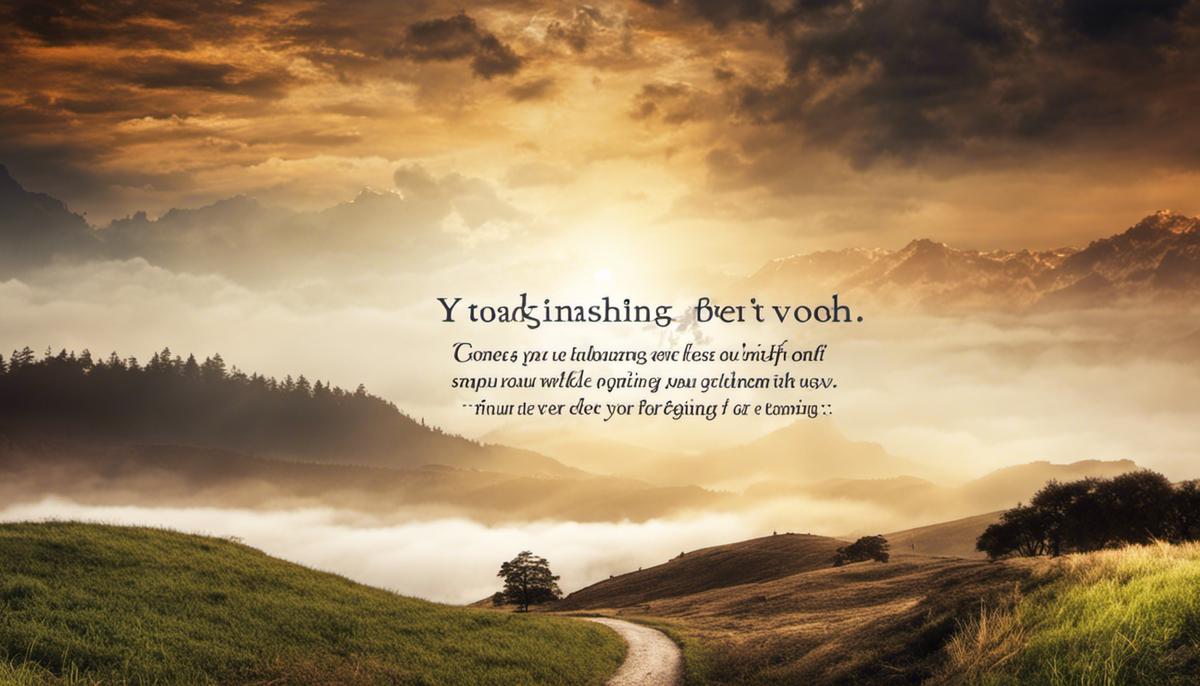 Motivational quotes on a background image representing personal growth.